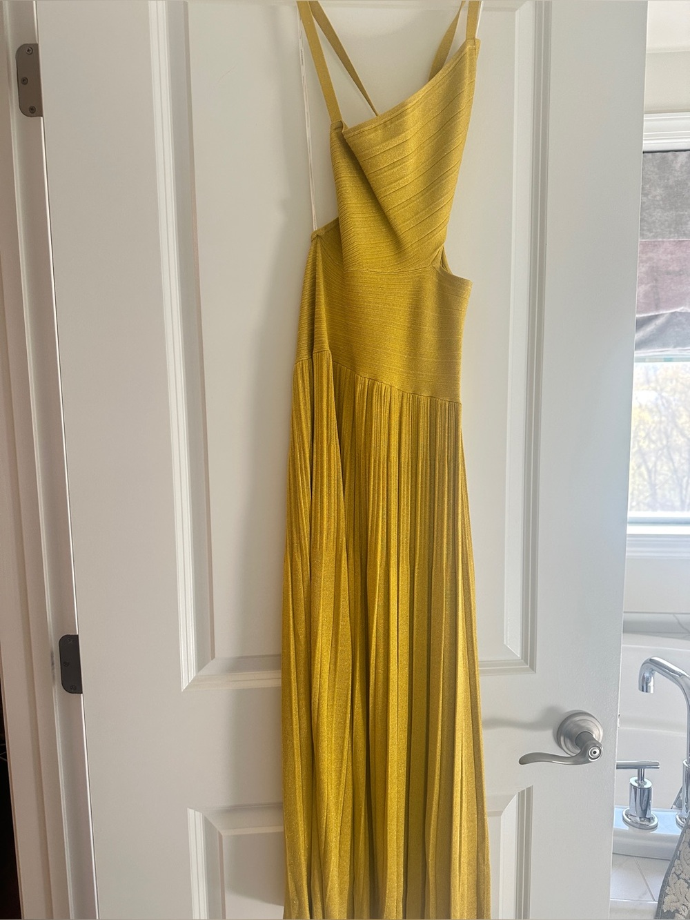 Zimmermann Mustard Yellow Asymmetrical Cutout Pleated Midi Dress - Picture 7 of 8
